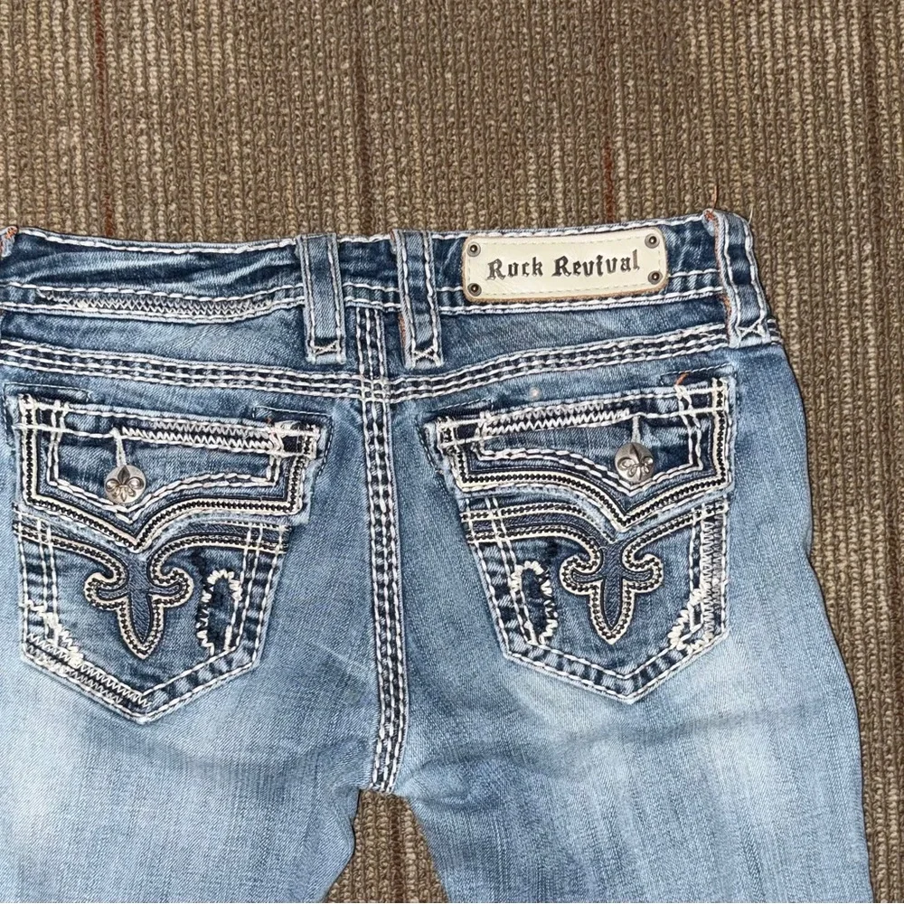 Rock Revival Blue Denim Jeans with Orange Stitching - Picture 4 of 8